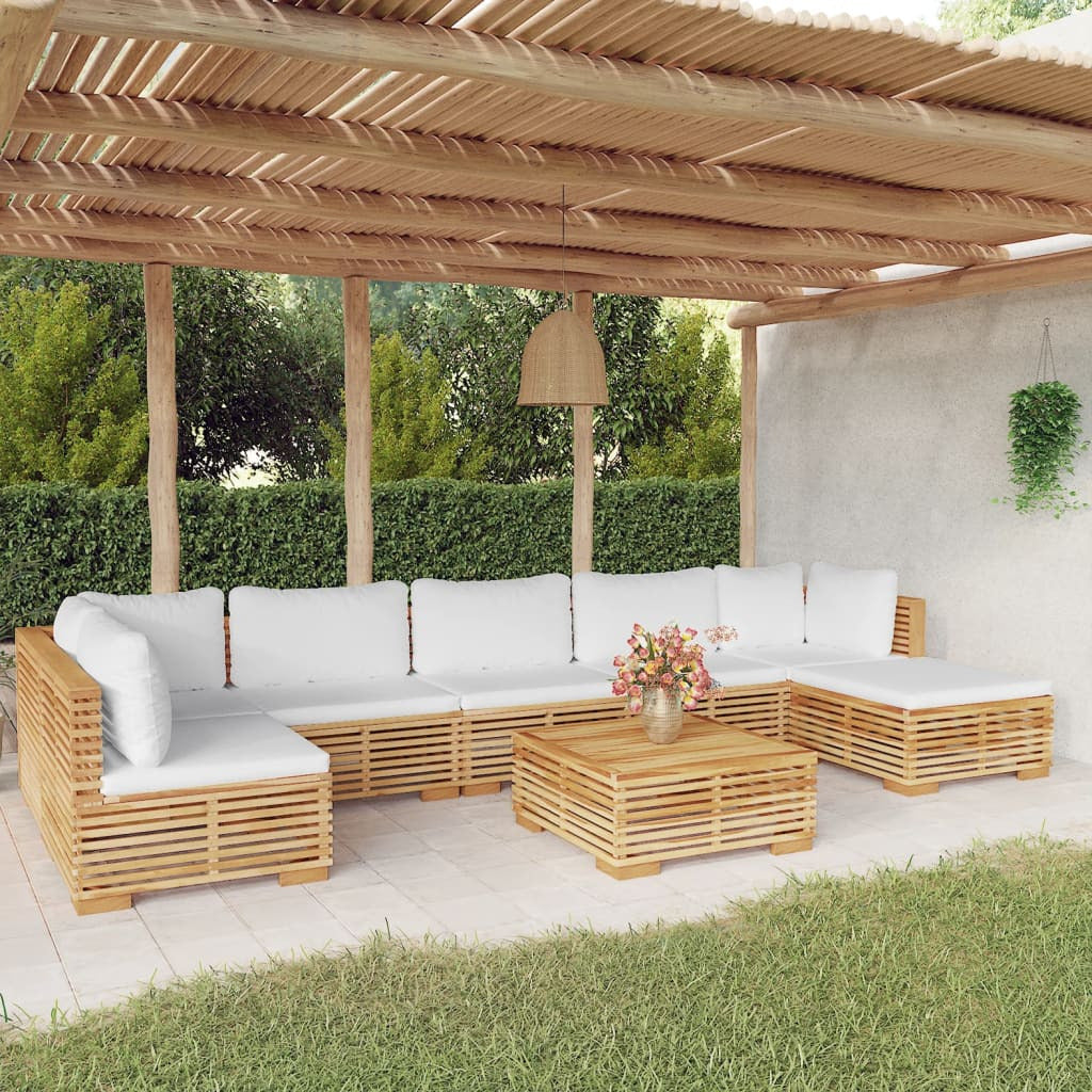Vidaxl Juego Muebles De Jardín 8 Piezas Y Cojines Madera Maciza Teca_1