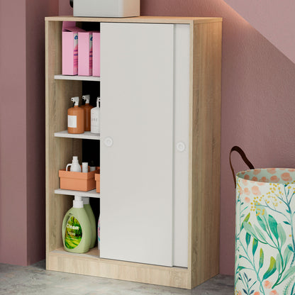 Armario Dormitorio, Multiusos, Baño, Mueble Cocina, Zapatero 2 Puertas Correderas 120x74x33 Cm, Briebe, Nova, Blanco_2