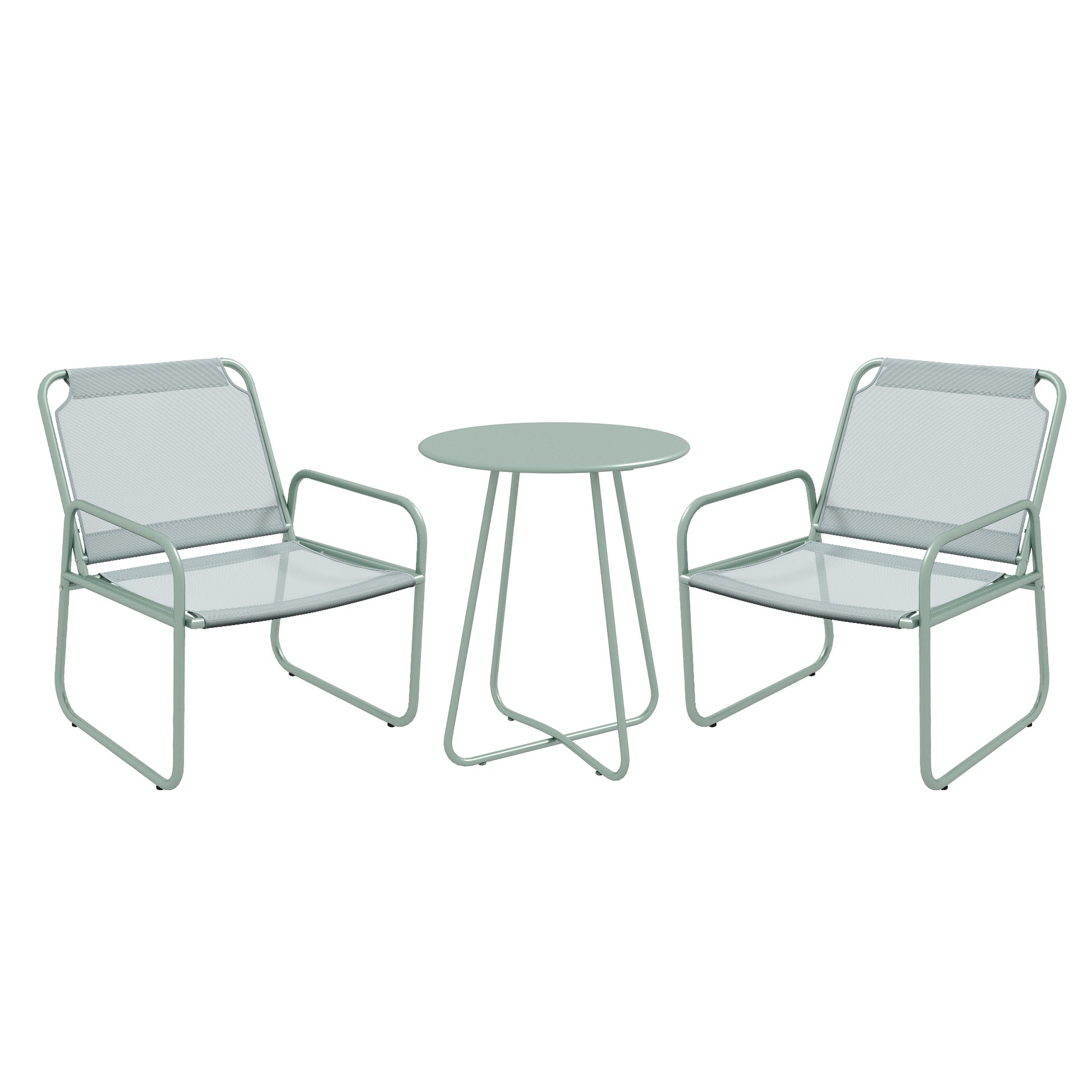 Outsunny Conjunto De Muebles De Jardín Con Marco De Acero Y Reposabrazos Verde_0