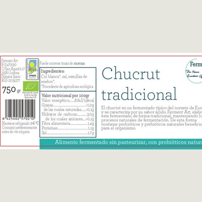 Chucrut Tradicional Eco Sin Pasteurizar Ferment Art 750 Gr_1
