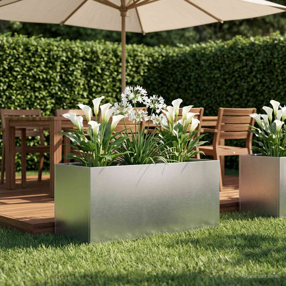 Macetero De Jardín Plateado 80 X 40 X 40 Cm Acero Inoxidable_1