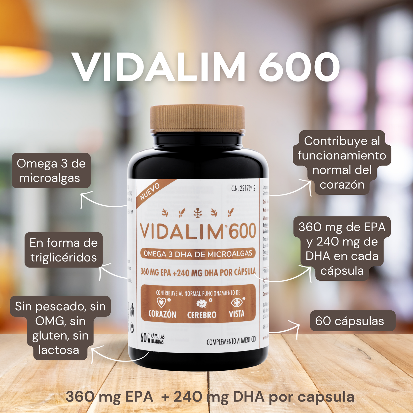 OMEGA 3 MICROALGAS VIDALIM 600: 360 mg EPA + 240 mg DHA POR CAPSULA | 60 CAPSULAS_3