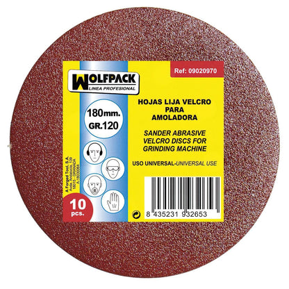 Lija Recambio Velcro Para Amoladora Ø 180 Mm. Grano 120 (10 Piezas)_1