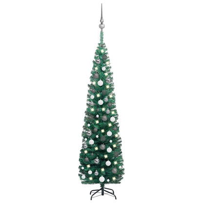 Vidaxl Árbol De Navidad Preiluminado Con Luces Y Bolas Verde 180 Cm_0