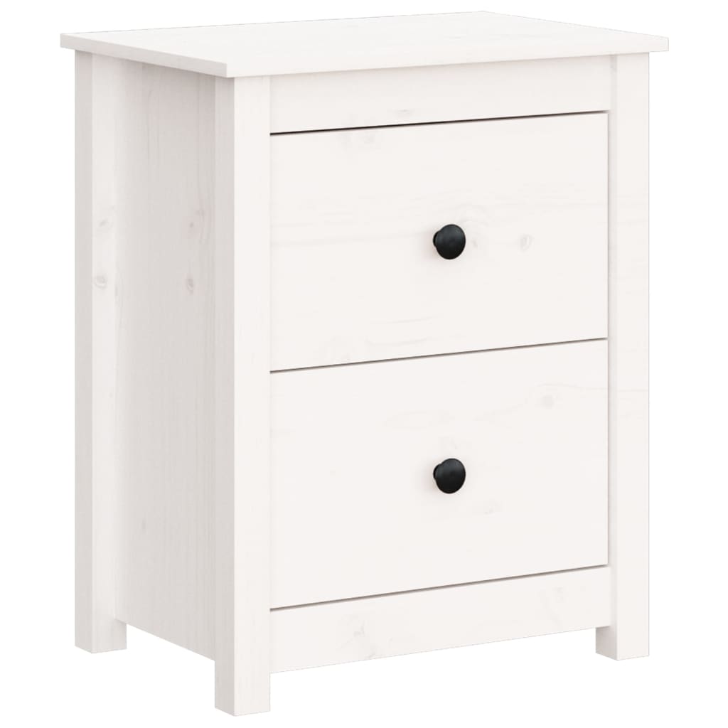 Mesitas De Noche 2 Uds Madera Maciza Pino Blanca 50x35x61,5 Cm_1