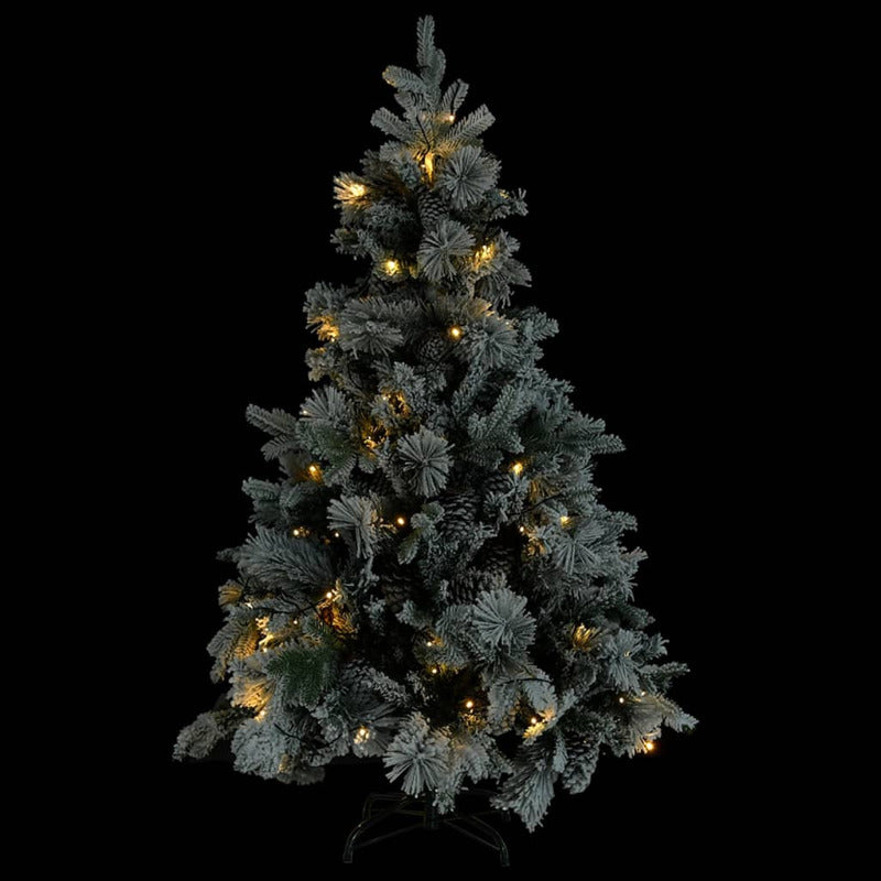 Vidaxl Árbol De Navidad Con Nieve, Luces Led Y Piñas Pvc Y Pe 120 Cm_1