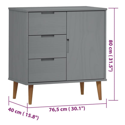 Aparador Molde Madera Maciza De Pino Gris 76,5x40x80 Cm / Vetonek_5