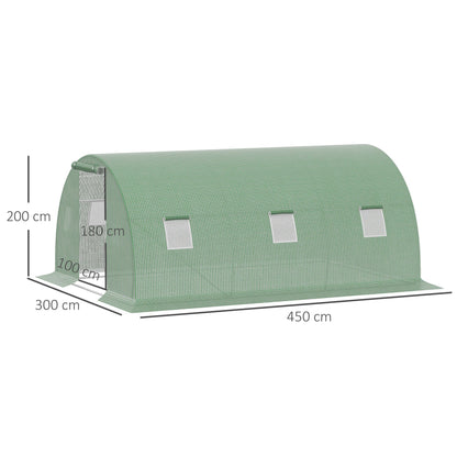 Invernadero De Túnel Outsunny Pe, Acero Galvanizado Verde 450x300x200 Cm_2