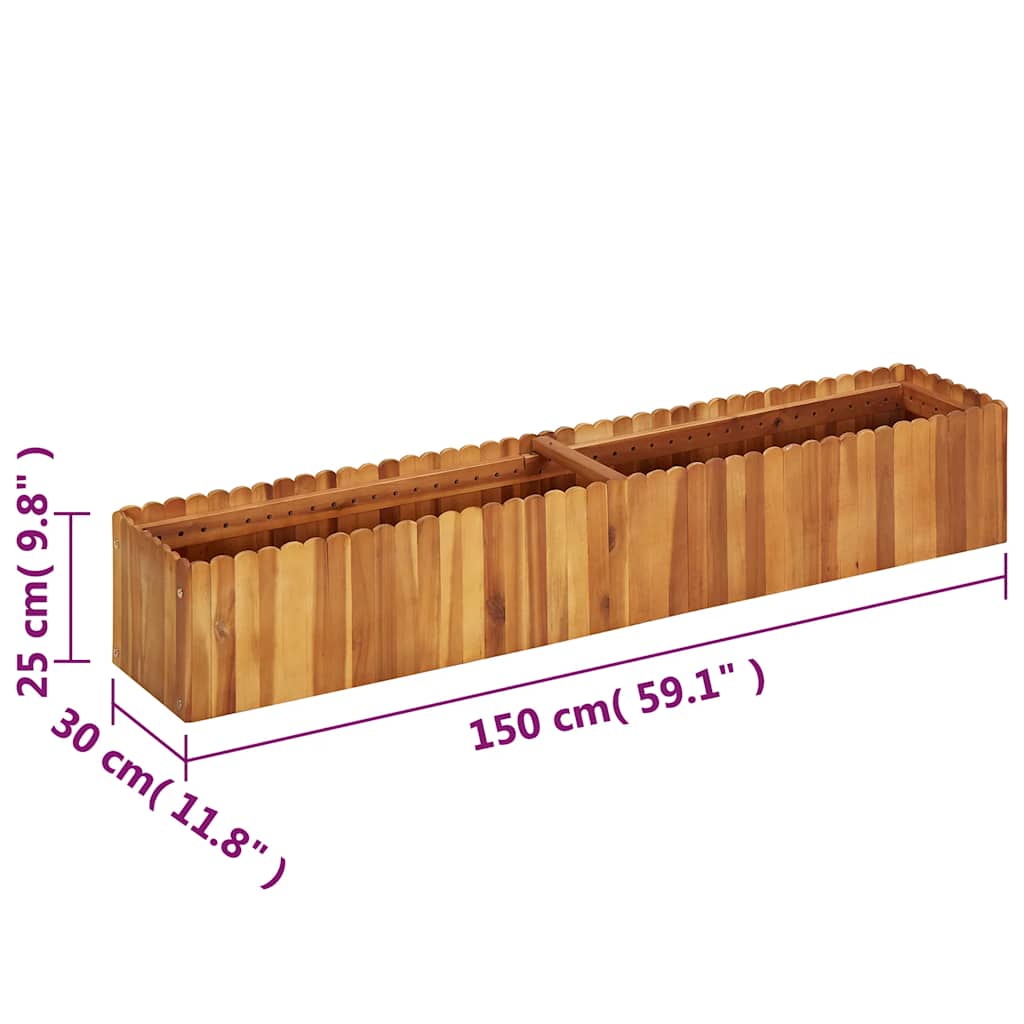 Arriate Elevado De Madera Maciza De Acacia 150x30x25 Cm_5