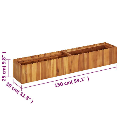 Arriate Elevado De Madera Maciza De Acacia 150x30x25 Cm_5