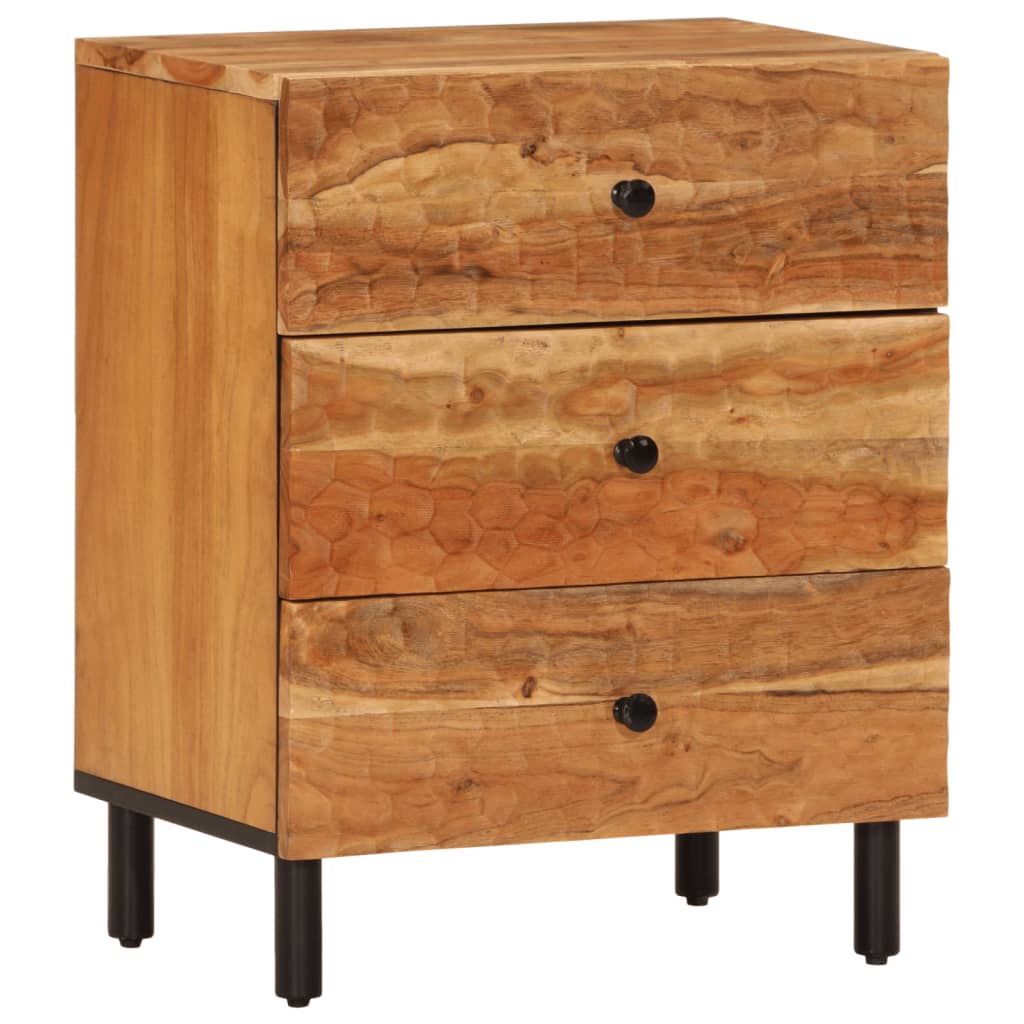 Mesita De Noche Madera Maciza De Acacia 50x33x60 Cm_0
