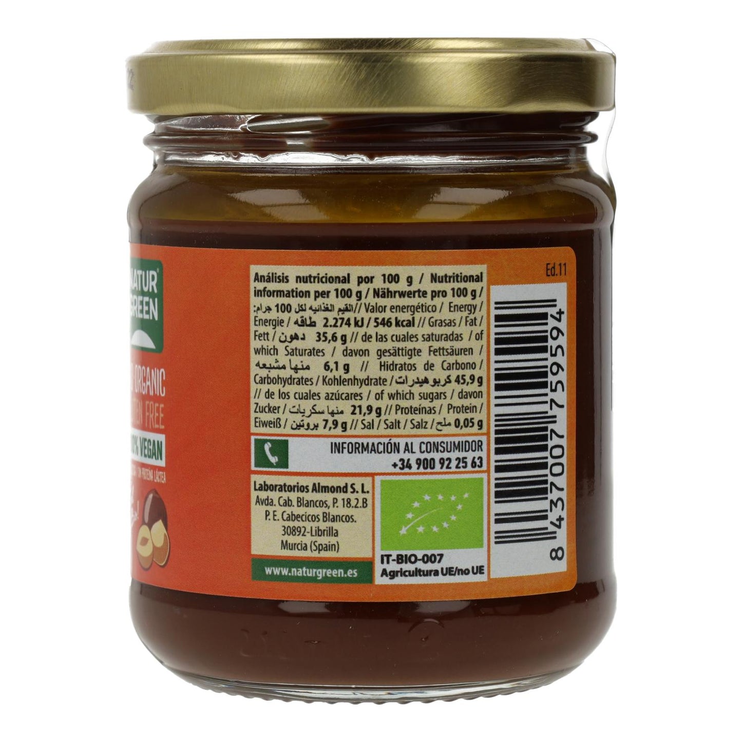 Creme de Avelã e Cacau Naturgreen, 200 g
