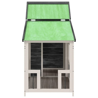 Caseta Para Perros Madera Maciza De Pino Gris 143x60,5x109 Cm_3