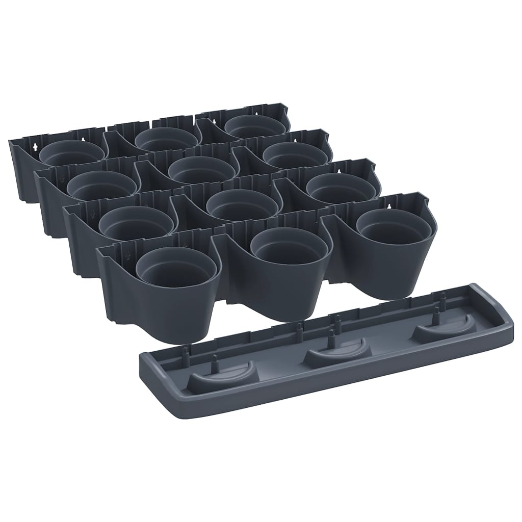 Set De Plantas Jardín Vertical 12 Uds Polipropileno Antracita_2