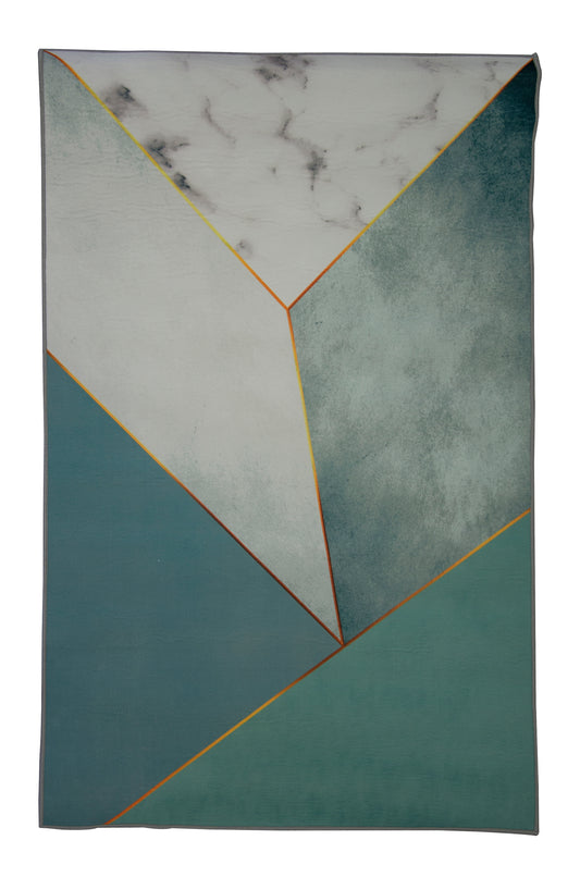 Alfombra Salón, Alfombra Dormitorio Pelo Suave Con Motivos Geométricos Mármol Azul Blanco Oro 80x120cm- Decoración- Mobiliario Hogar_0