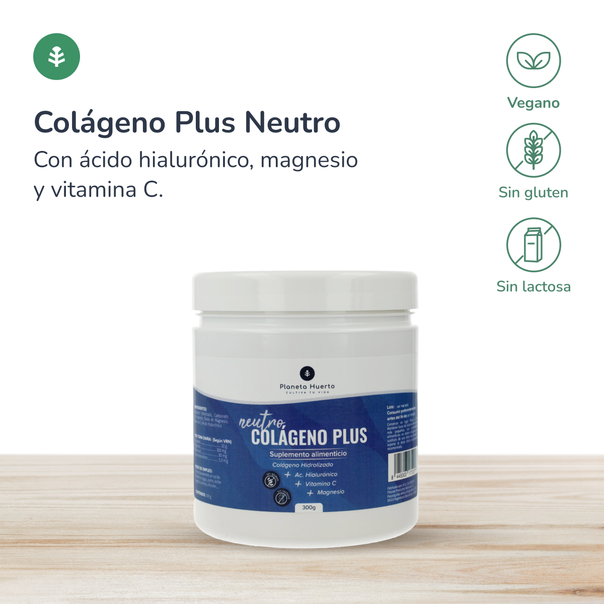 Colagénio Plus sabor neutro Planeta Huerto 300 g