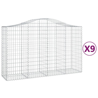 Cestas De Gaviones 9 Uds Forma De Arco Hierro 200x50x120/140 Cm_0