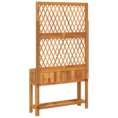 Jardinera Con Enrejado Y Estante Acacia Maciza 100x32x185 Cm_5