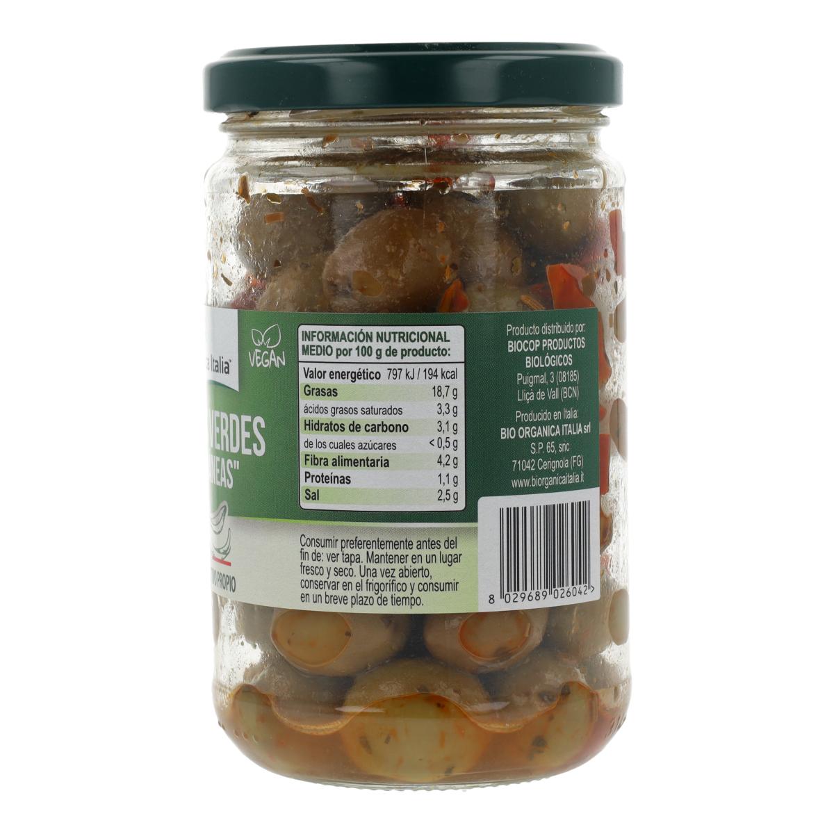 Azeitonas Verdes com Molho Mediterrânico Bio Organica Italia 180 gr