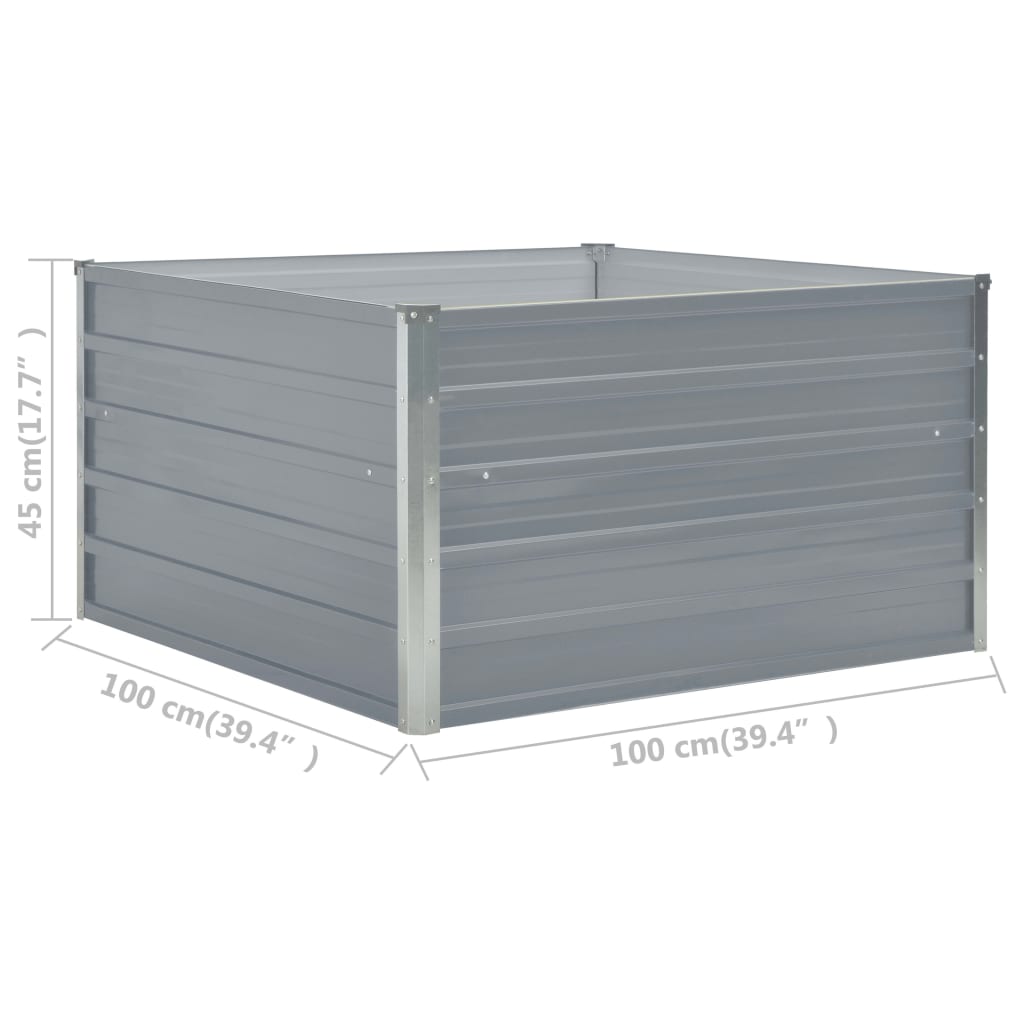Jardinera Elevada De Acero Galvanizado Gris 100x100x45 Cm_5
