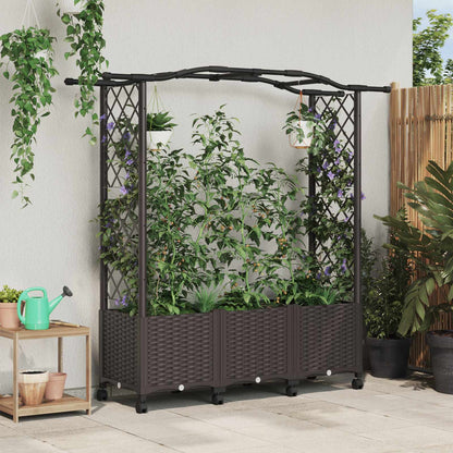 Cama Elevada Con Trellis Y Techo Marrón 164 X 40 X 144 Cm Pp_1