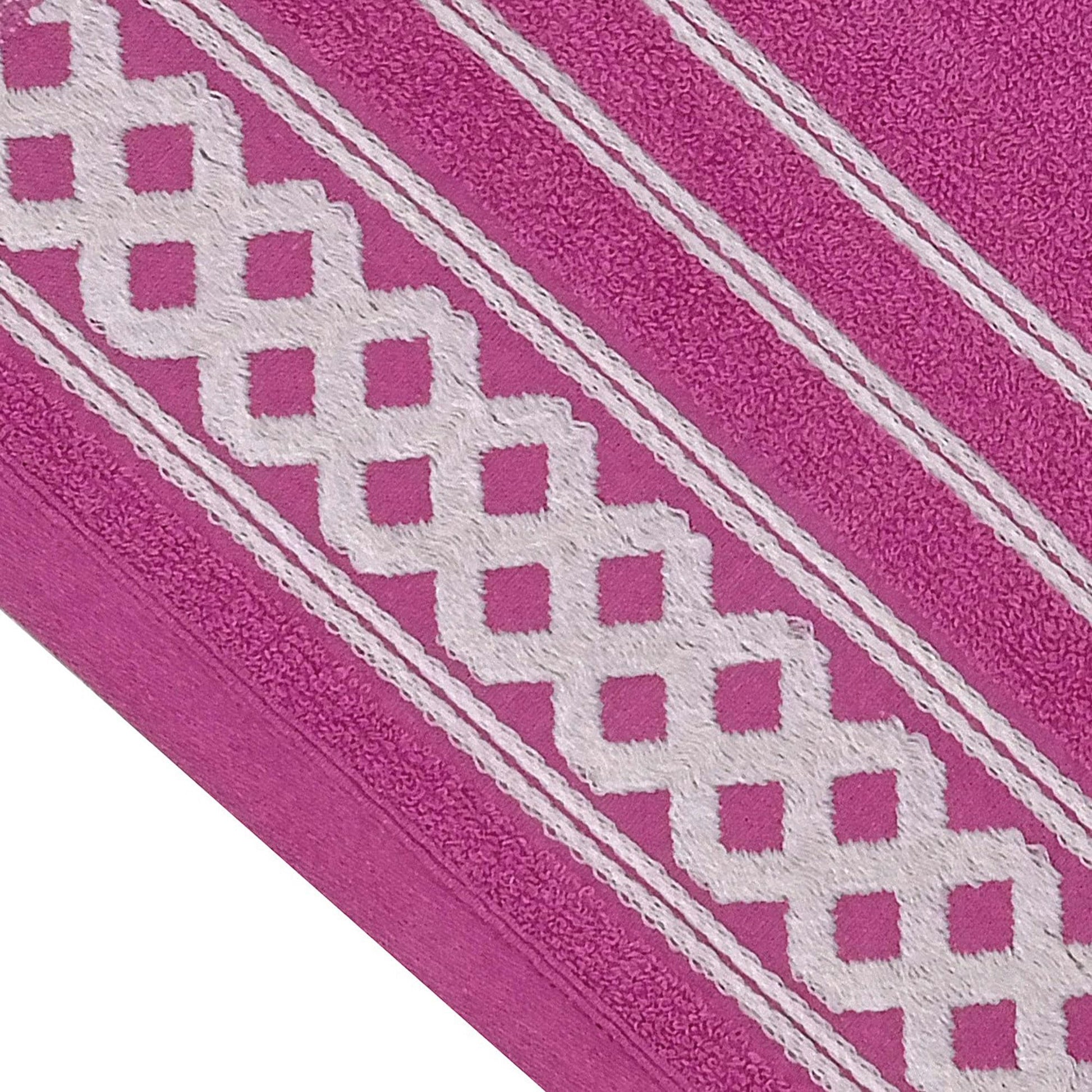 Juego De 3 Toallas De Baño De Algodón De Rizo 450 Gr/m2, De 50x30; 100x50; 150x100 Cm., Color Fucsia_4