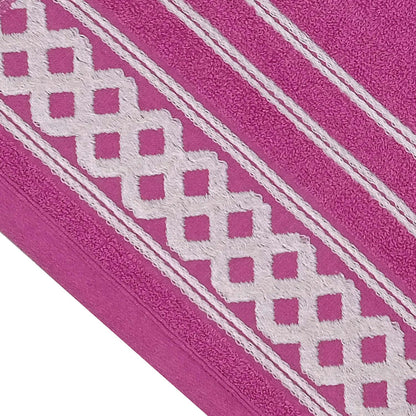 Juego De 3 Toallas De Baño De Algodón De Rizo 450 Gr/m2, De 50x30; 100x50; 150x100 Cm., Color Fucsia_4
