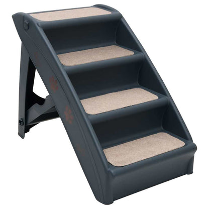 Escalera Para Perros Plegable De 4 Peldaños Gris Oscuro_0