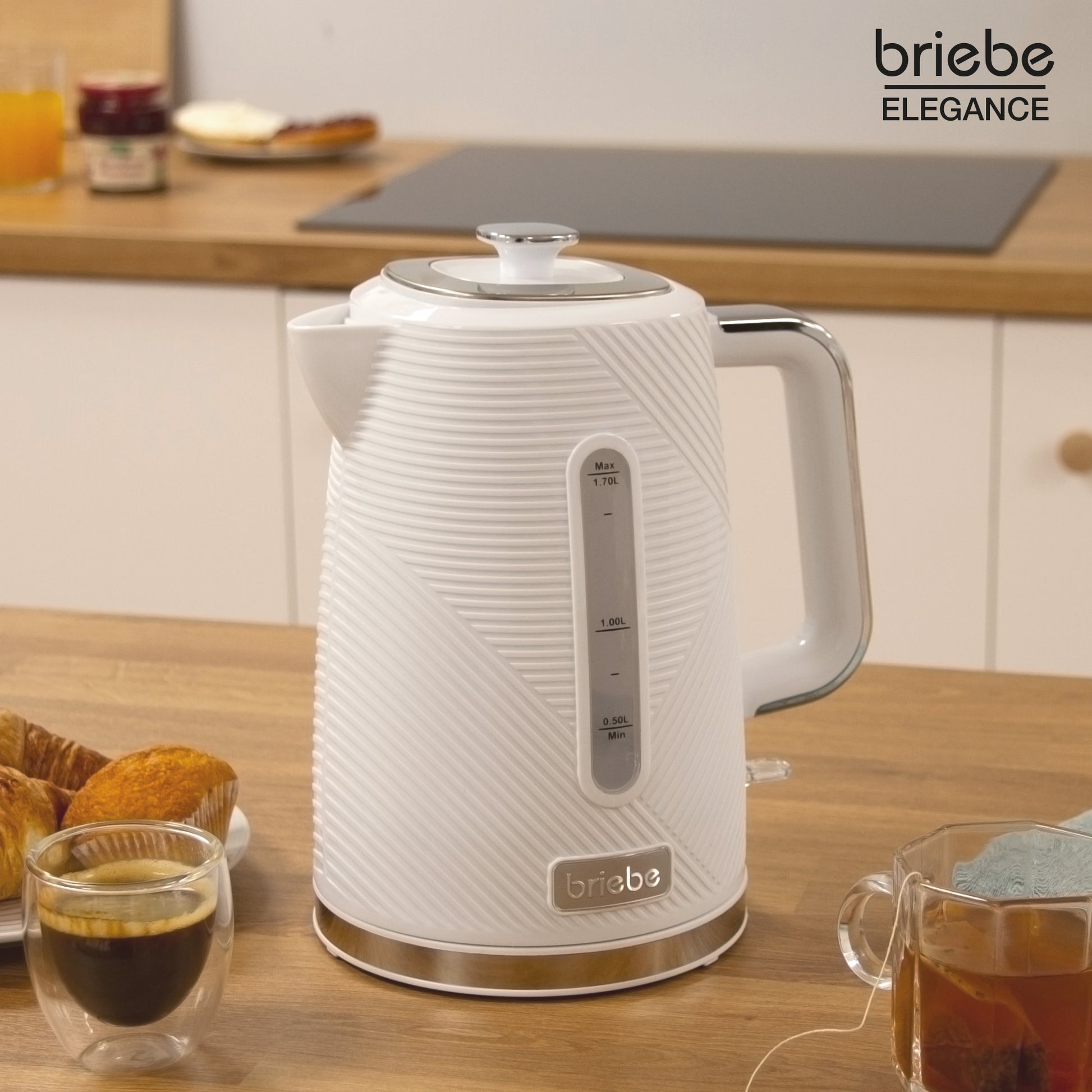 Briebe Elegance Set Tostador Pan Ranura Ancha 2 Rebanadas, Hervidor Agua Eléctrico 1,7l Cafetera 1,25l,skt1178wht,blanco_2