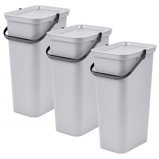 Set De 3 Papeleras moda 40l Blanco Con Asa_0