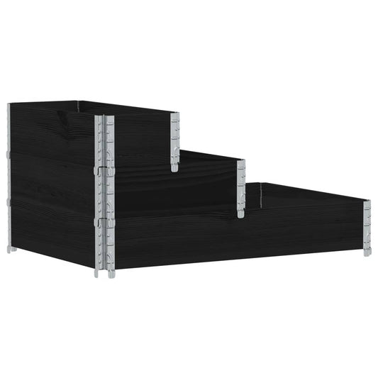 Arriate Elevado De 3 Niveles Madera Maciza Pino Negro 120x80 Cm_0
