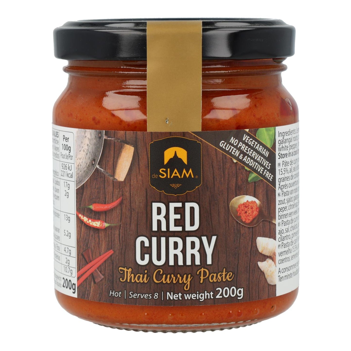Pasta de caril vermelho picante Desiam, frasco de vidro de 200g