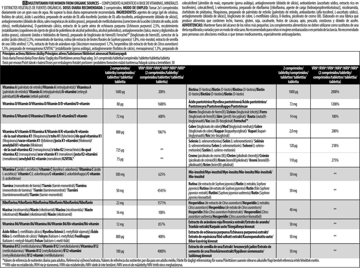 Multivitamin For Women (orgánico) - 60 Tabletas - Complejos Multivitaminicos - Biotech Usa_5