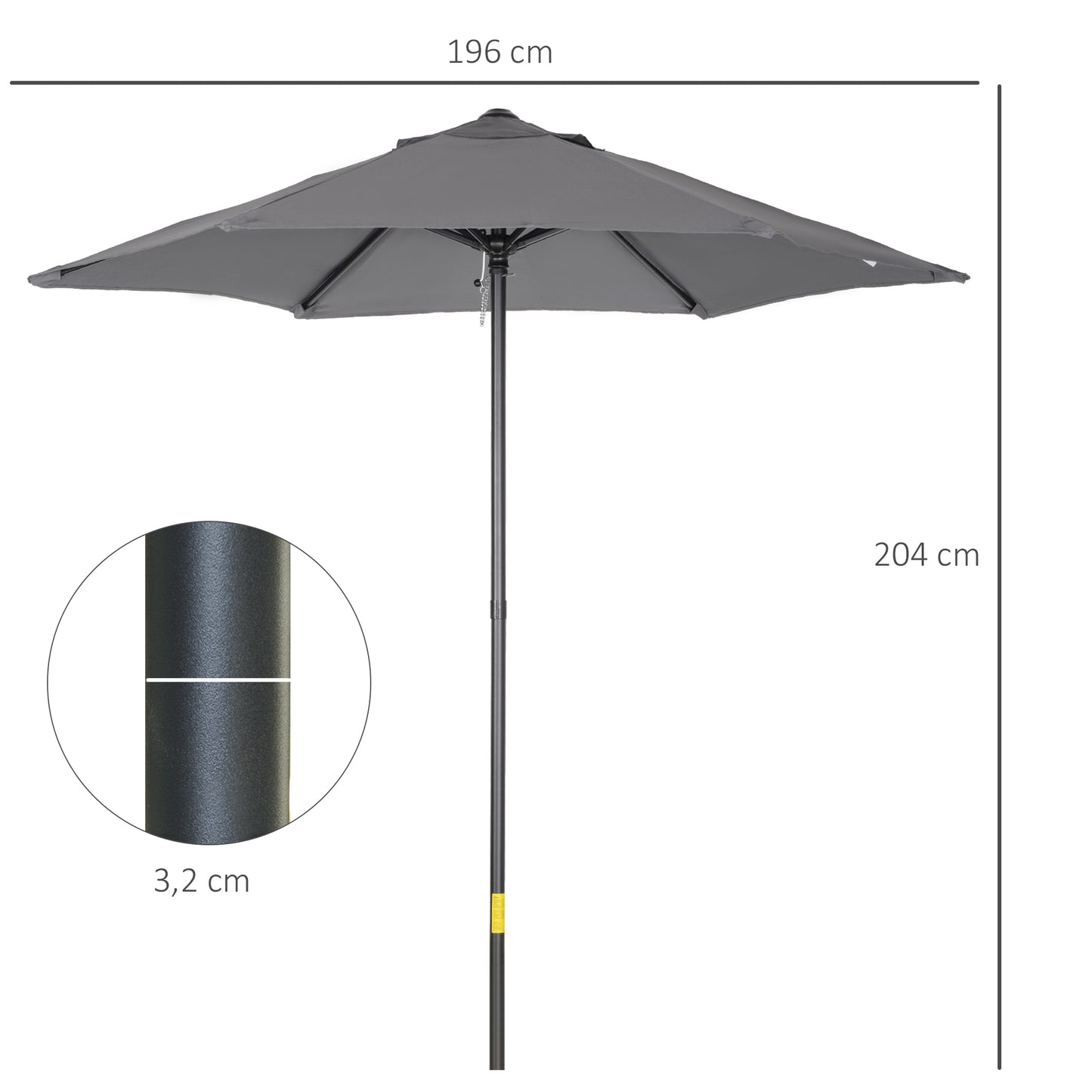 Outsunny Sombrilla De Terraza Exterior Ø2x2 M Con Techo Ventilado Gris Oscuro_2