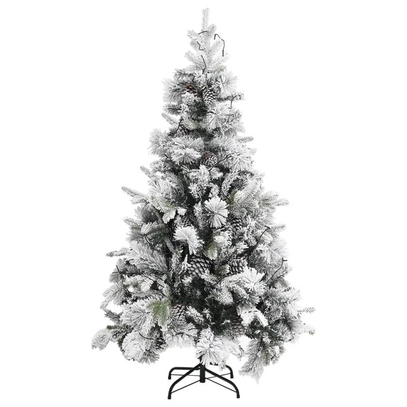 Vidaxl Árbol De Navidad Con Nieve, Luces Led Y Piñas Pvc Y Pe 195 Cm_3