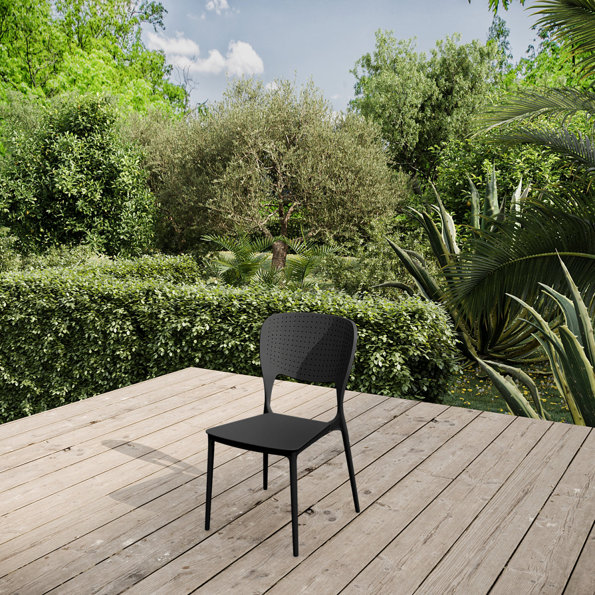 Juego De 4 Sillas Apilables De Polipropileno Negro - Muebles De Jardín - 46x51xh79.5cm_4