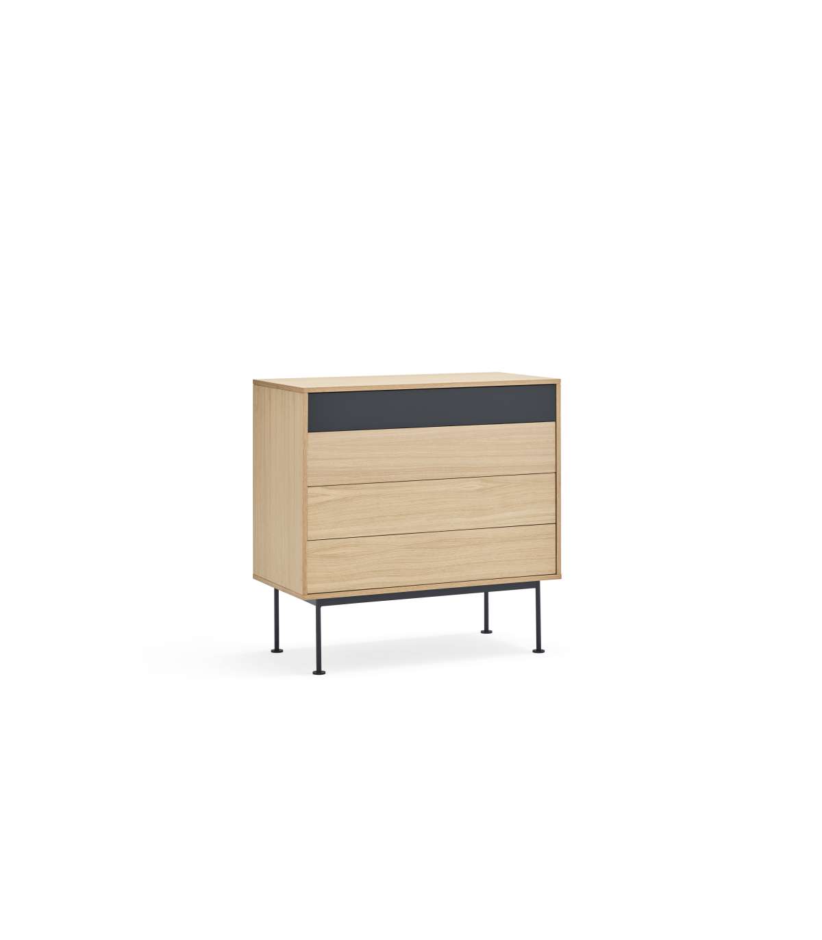 Cómoda Para Dormitorio Modelo Yoko 4 Cajones Acabado Roble/antracita, 45cm(ancho) 86cm(al_0