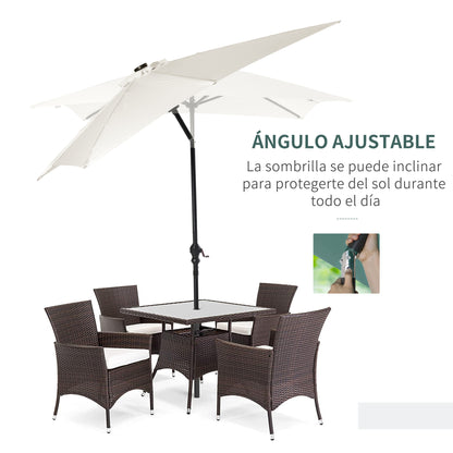 Sombrilla De Jardín Outsunny Acero, Poliéster Blanco 268x205x248 Cm_5