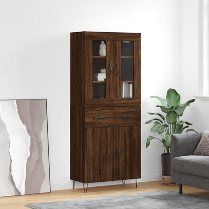 Aparador Alto Madera Contrachapada Marrón Roble 69,5x34x180 Cm_0