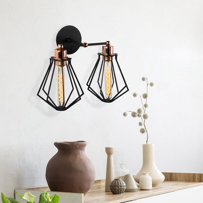 Aplique De Pared, Hierro , Negro, 38x38x30, Casquillo E 27 Max 40 W