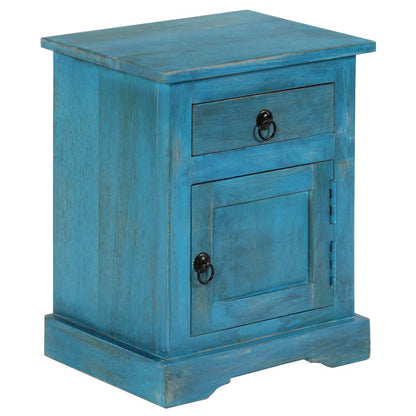 Mesita De Noche De Madera Maciza De Mango Azul 40x30x50 Cm_2