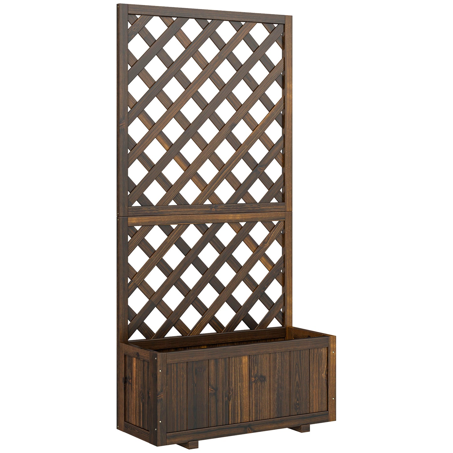 Outsunny Jardinera Con Enrejado De Madera Para Plantas Flores 72,5x31,5x149,5 Cm_0