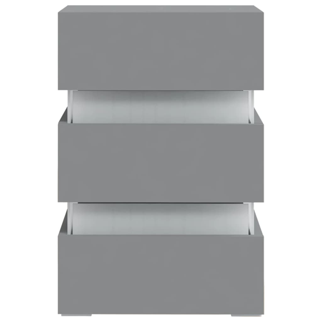 Mesita De Noche Luz Led Madera De Ingeniería Gris 45x35x67 Cm_3