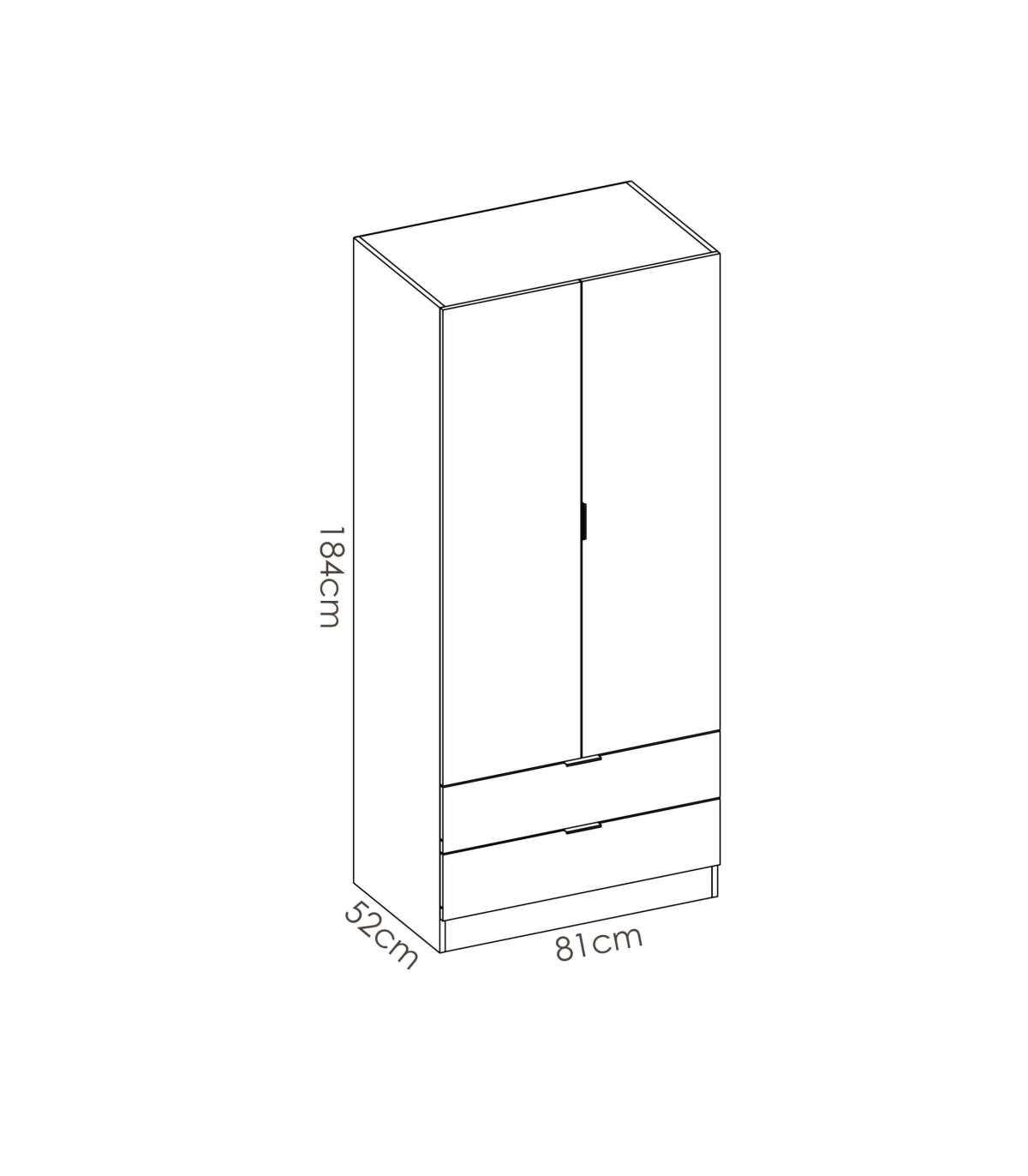 Armario Sabiote 2 Puertas Abatibles Y 2 Cajones En Roble Natural 184 Cm(alto)81 Cm(ancho)5_3