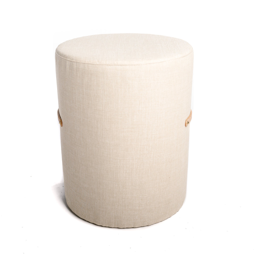 Grand Pouf, Bout De Canapé Taburete Salón Tela Beige Mango Efecto Cuero Escandinavo 40x40x50cm- Muebles De Salón_1