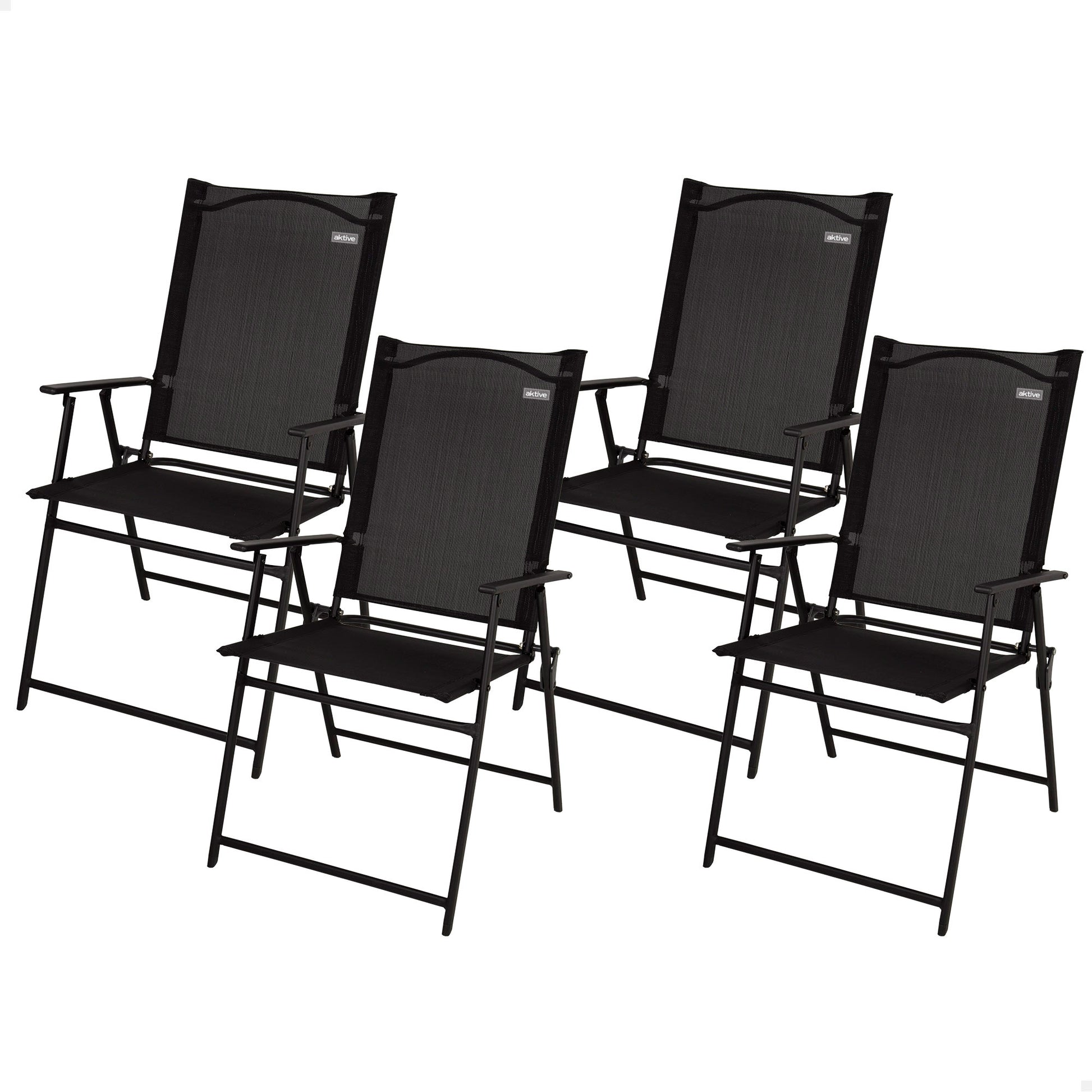 Aktive Pack 4 Sillas Plegables De Jardín Slim Negras Con Reposabrazos_0