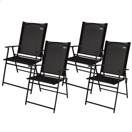 Aktive Pack 4 Sillas Plegables De Jardín Slim Negras Con Reposabrazos_0