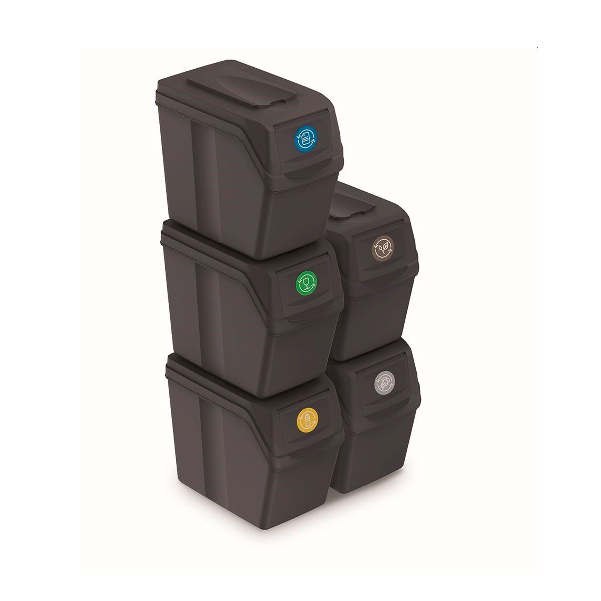 Set De 5 Cubos De Basura Keden Sortibox Para Reciclado, Antracita, Volumen 5x20l_0
