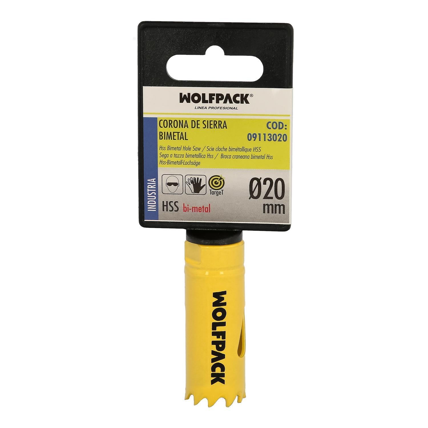 Corona Sierra Bimetal Ø 20 Mm. Templado Termico, Base Reforzada. Corona Madera, Broca Agujeros Madera, Acero, Hierro, Plasticos