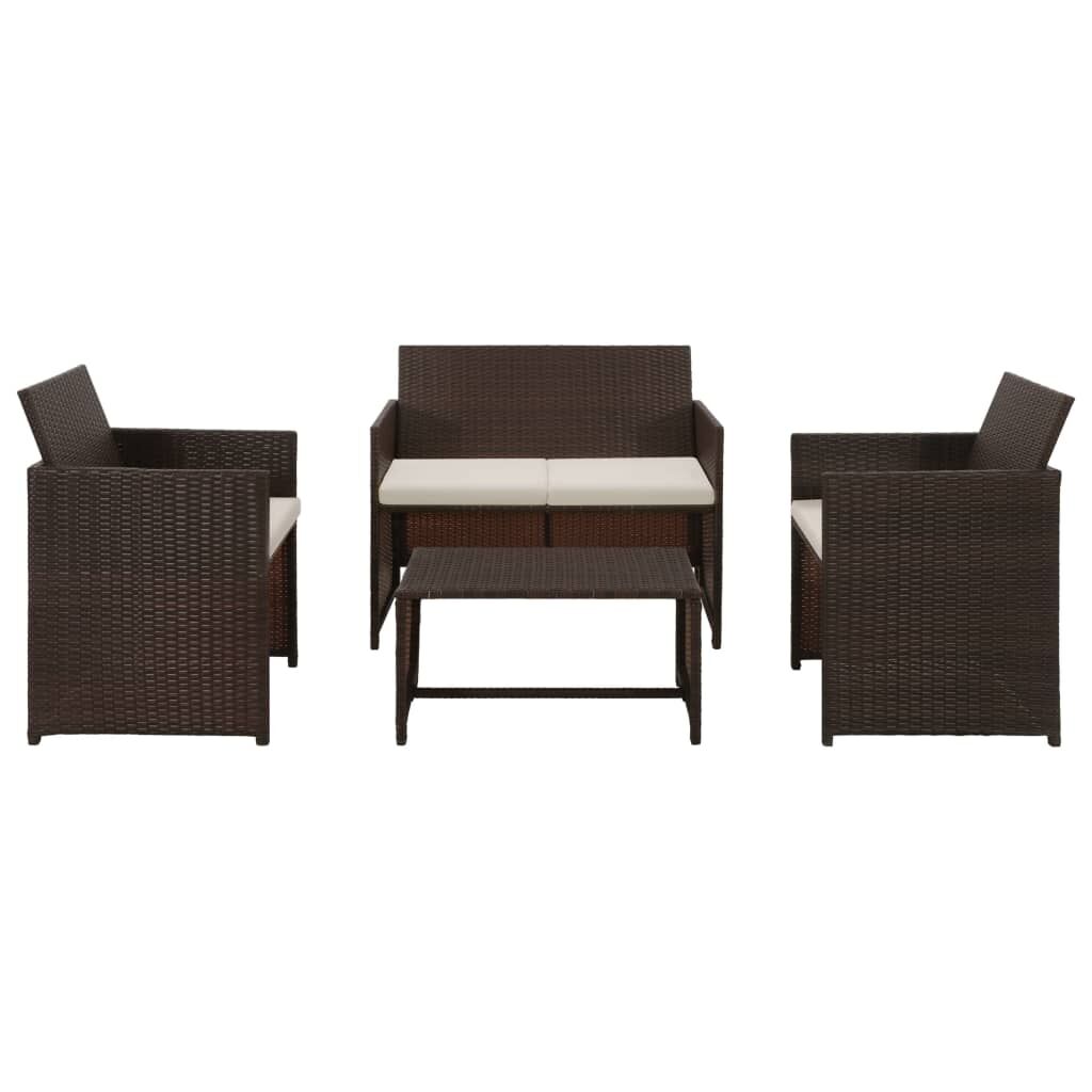Vidaxl Set Muebles De Jardín 4 Piezas Y Cojines Ratán Sintético Marrón_0